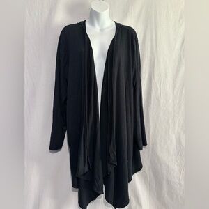 Hannah Black Open-Front Draped Cardigan Sweater
